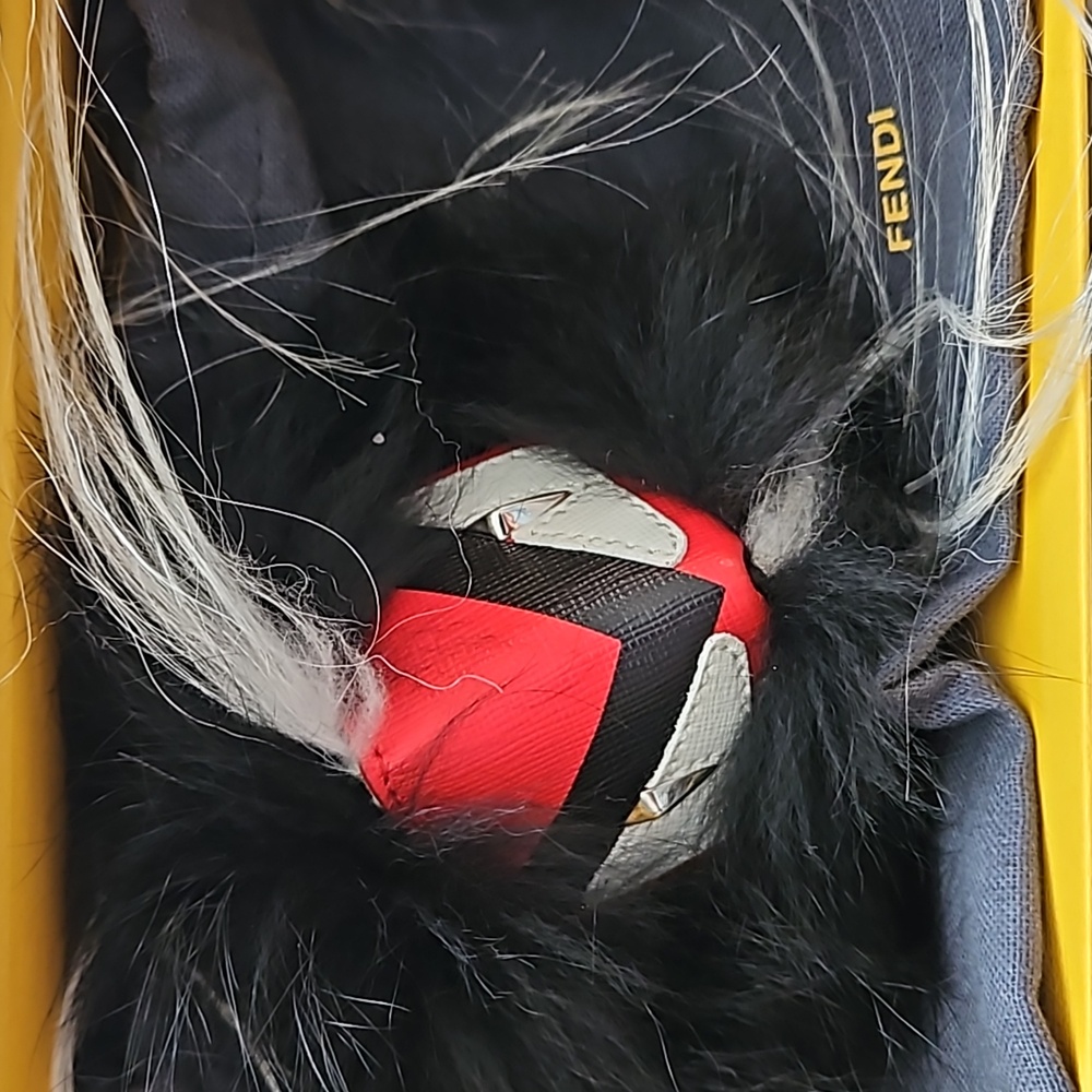 Fendi Monster 👹 Black and Red Fur Bag Charm - Picture 6 of 6